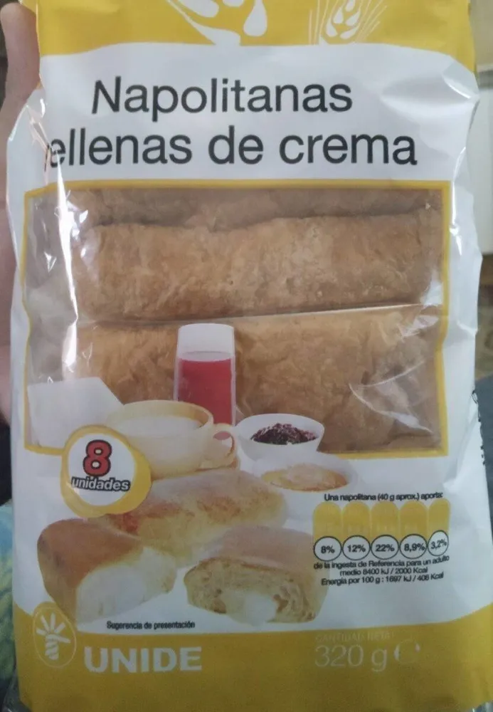 Napolitanas rellenas de crema