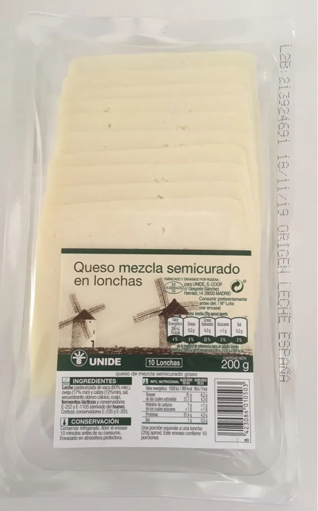 Quedo mezcla semicurado en lonchas