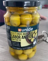 Aceitunas manzanilla sabor anchoa con hueso