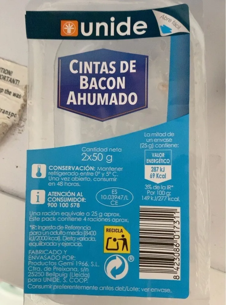 Cintas de bacon ahumado