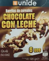 Barritas de cereales. Chocolate con leche