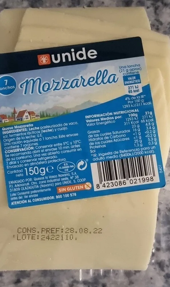 Mozzarella en lonchas