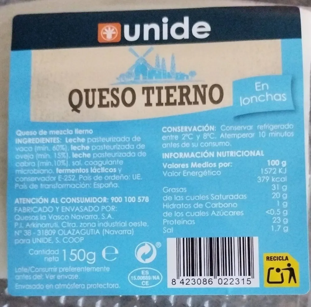 Queso tierno en lonchas