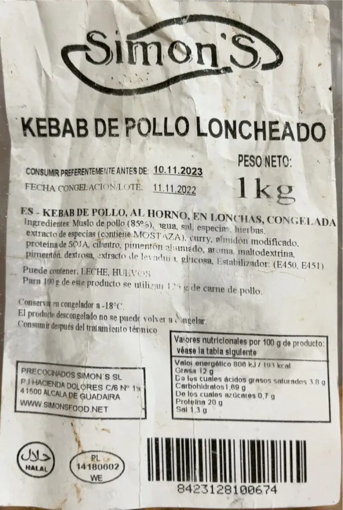 Kebab pollo loncheado