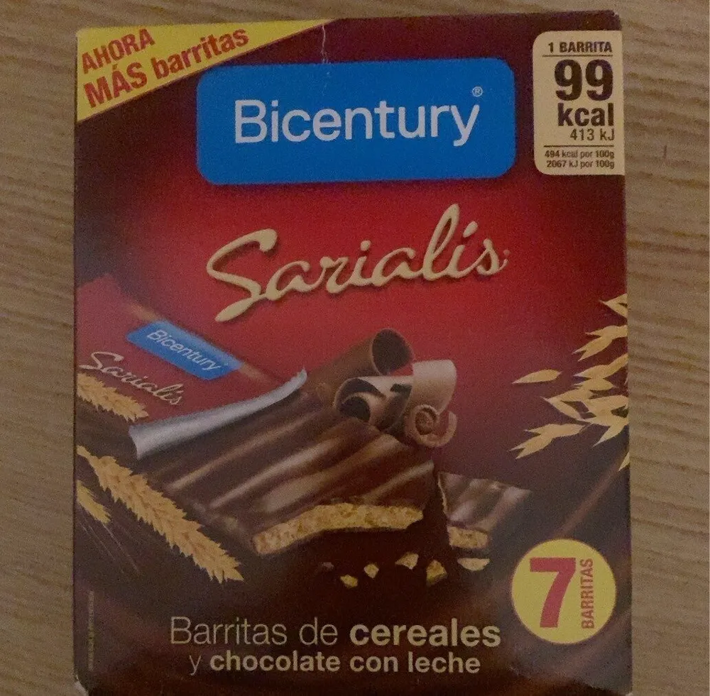 Barritas de cereales y chocolate con leche