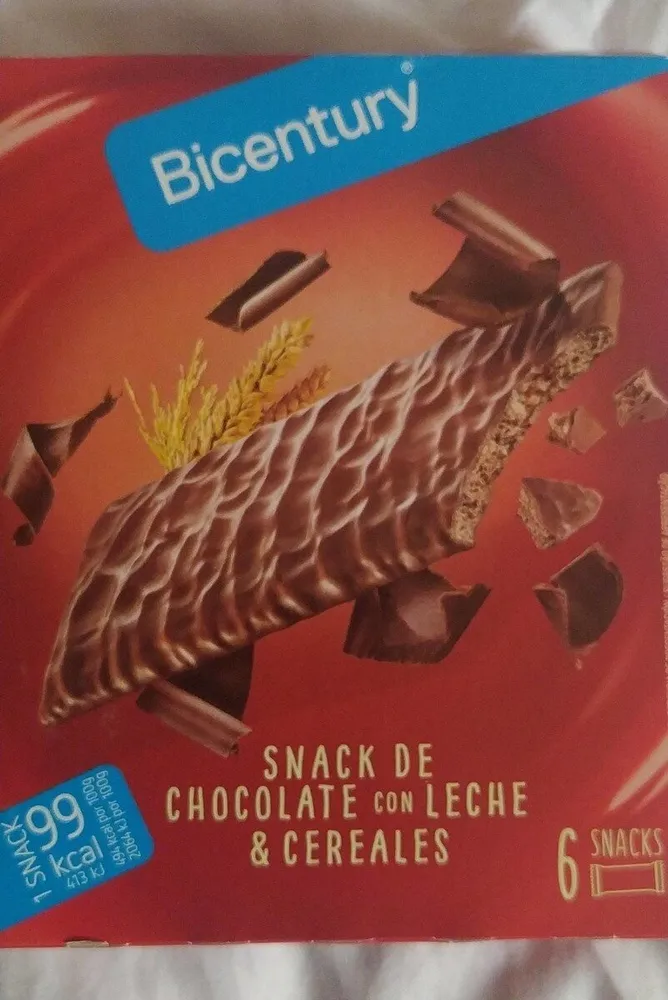 Snack de chocolate con leche y cereales