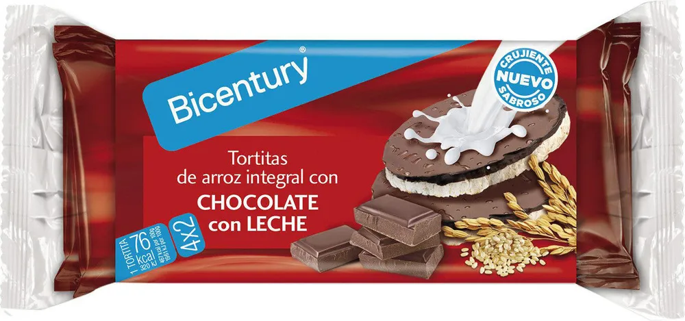 Tortitas de arroz bañadas con chocolate con leche