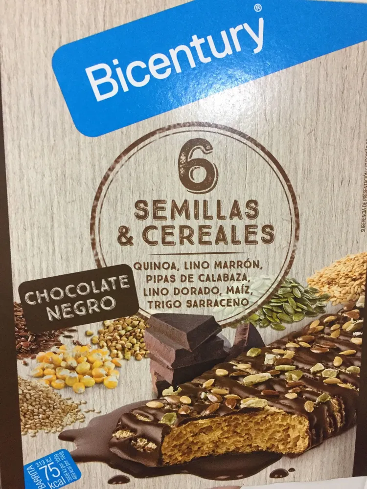 Bicentury barritas 6 semillas & cereales chocolate negro