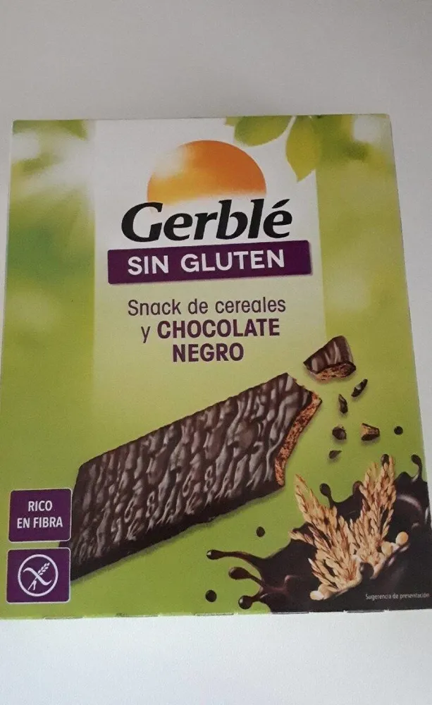 Snack de cereales y chocolate negro sin gluten