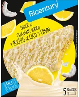 Snack de chocolate blanco y trocitos de coco y limón