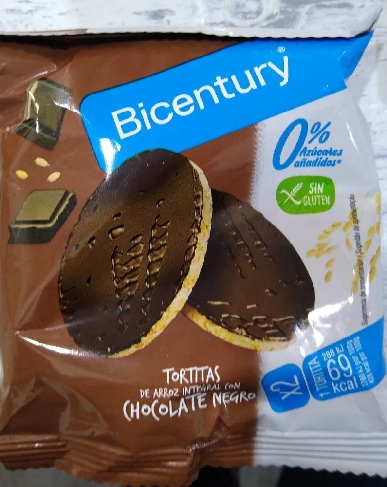 Tortitas de arroz integral con chocolate negro 0%