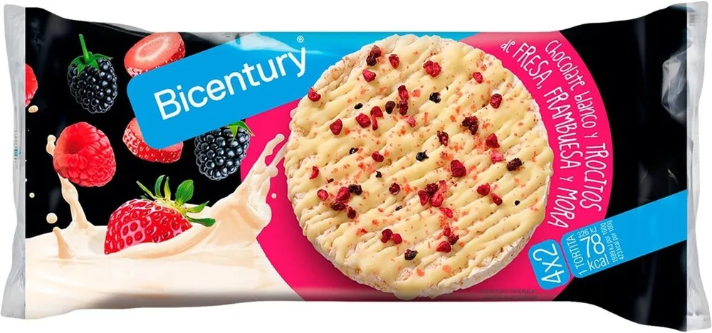 Tortitas chocolate blanco fresa y moras