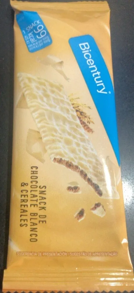 Snack de chocolate blanco y cereales