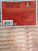 Bacon lonchas ahumado sin corteza