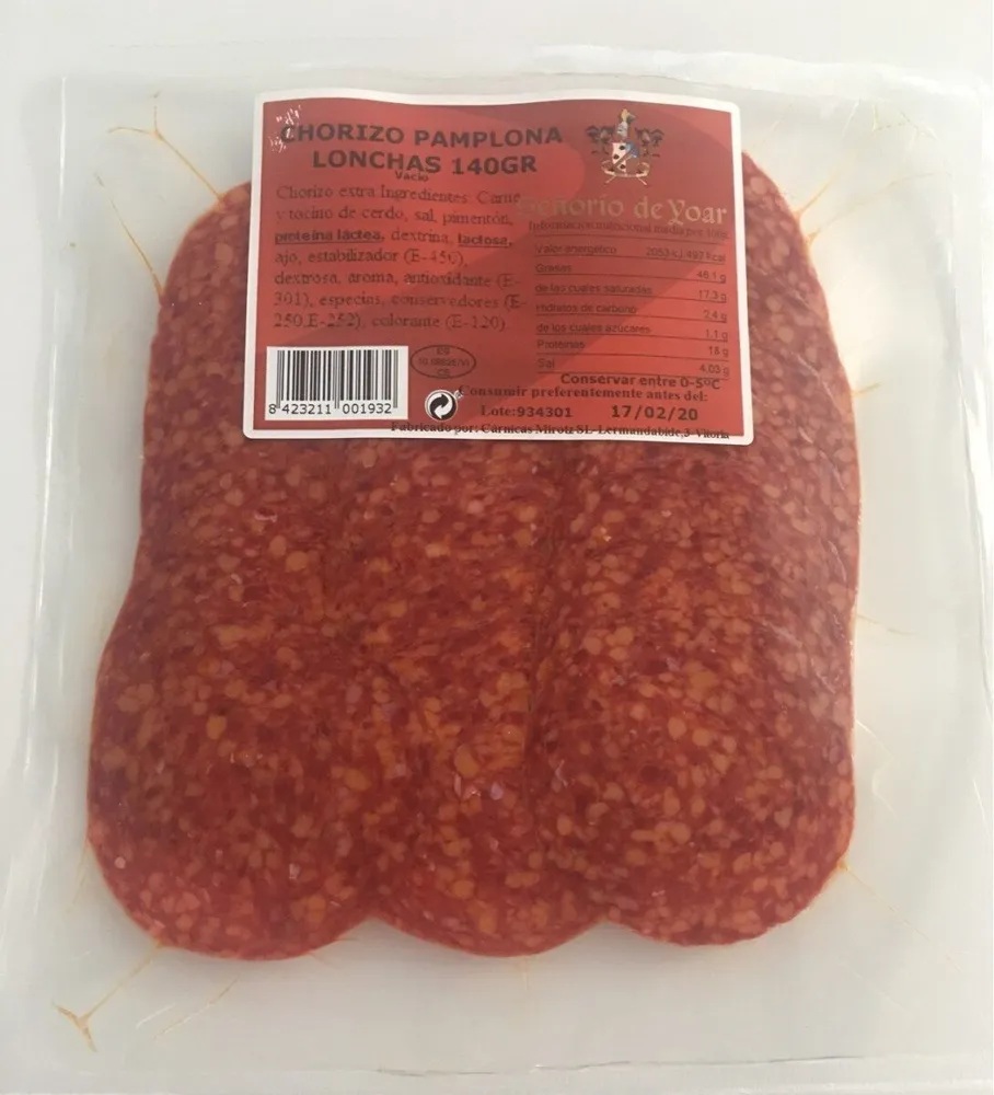Chorizo Pamplona lonchas 140gr