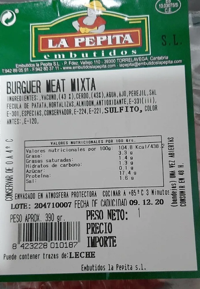Burger meat mixta