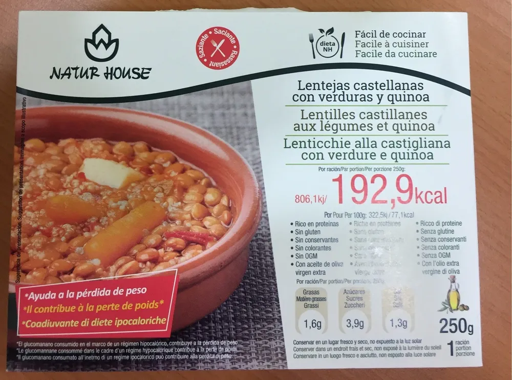 Naturhouse lentilles castillanes aux legumes et quinoa