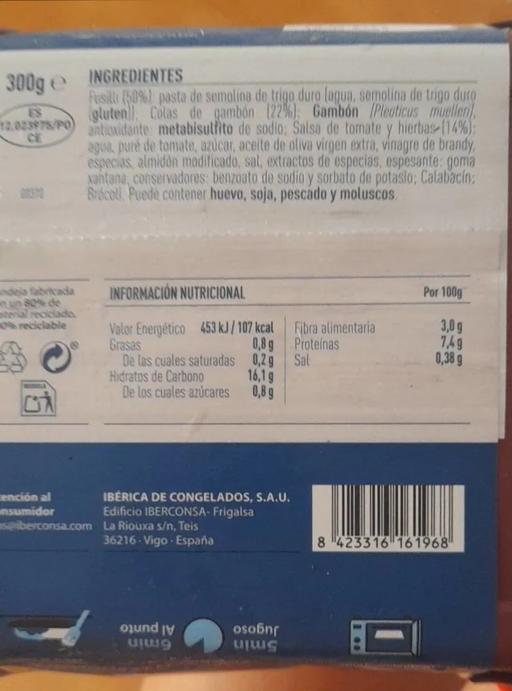 Fusilli con gambón salvaje