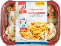 Linguine con langostinos en salsa Teriyaki