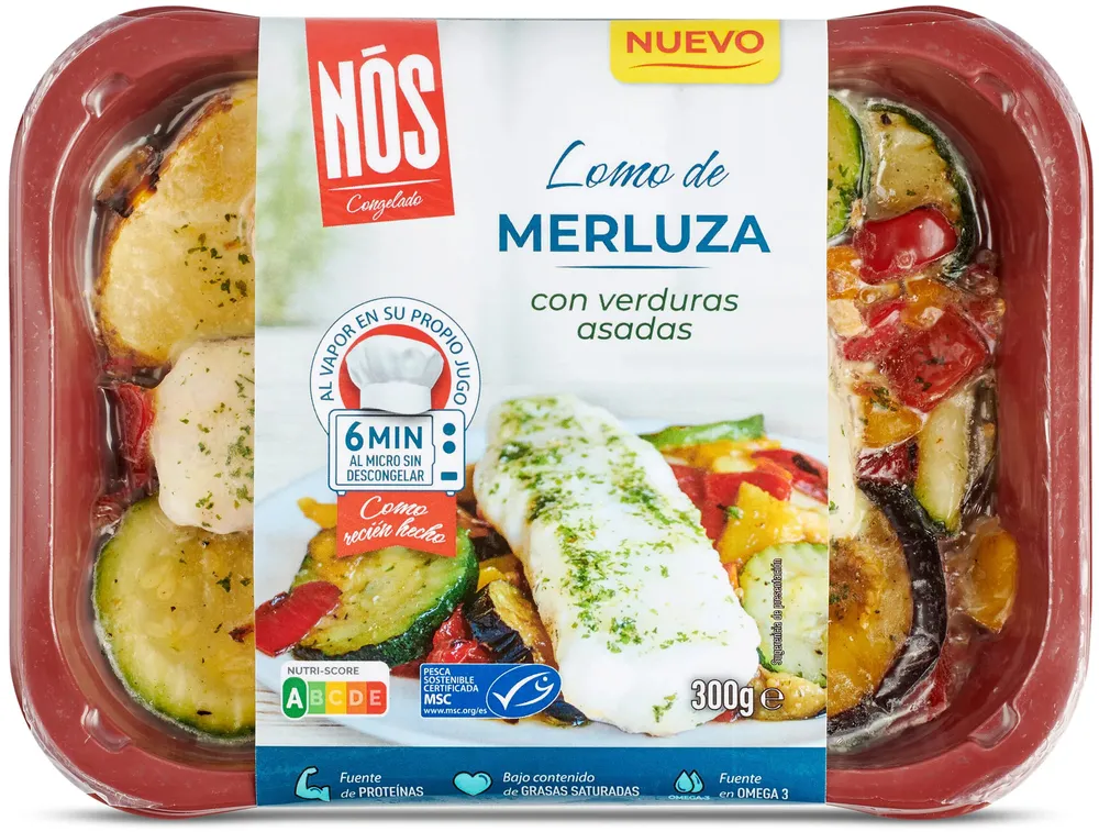 Lomo de merluza con Verduras asadas
