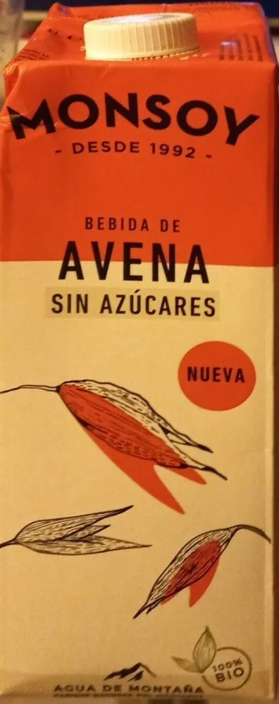 Bebida de avena sin azúcar