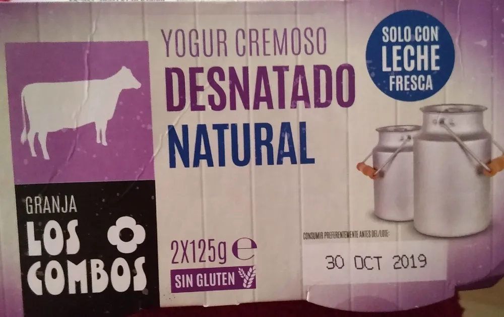 Yogurt cremoso desnatado natural