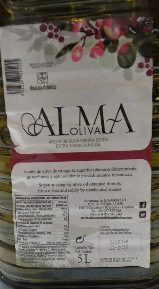 Alma oliva Aceite de oliva virgen extra