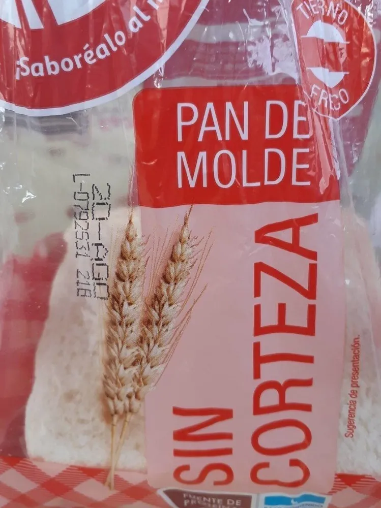 PAN DE MOLDE SIN CORTEZA