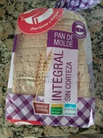 Pan de molde integral sin corteza