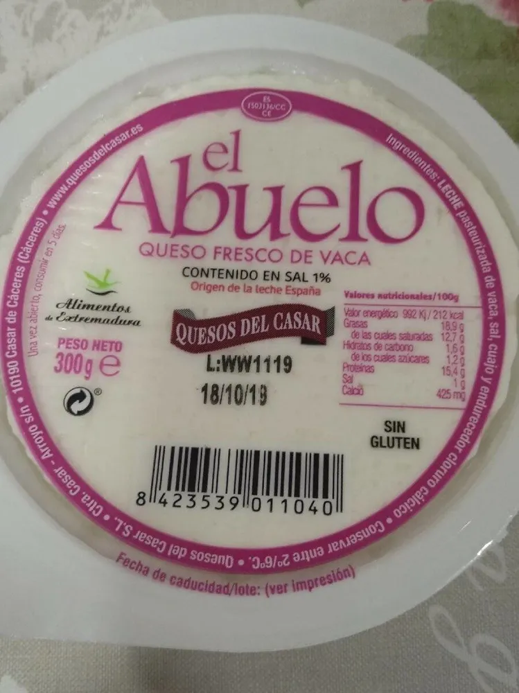Queso fresco de vaca El Abuelo