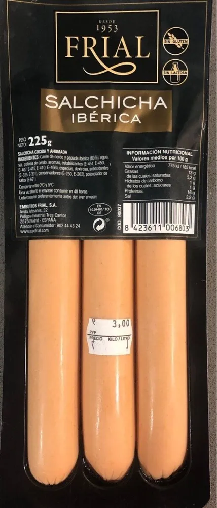 Salchichas de cerdo ibérico sin gluten