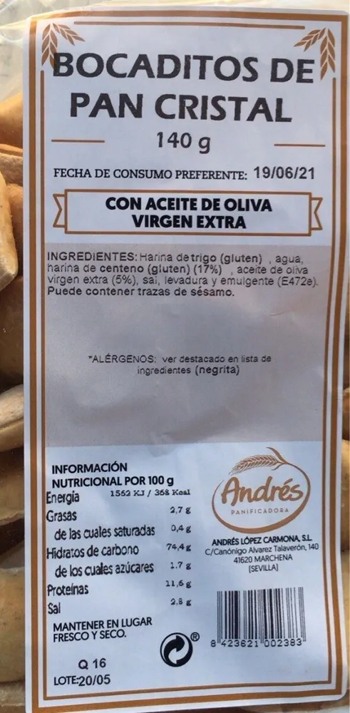 Bocaditos de pan cristal