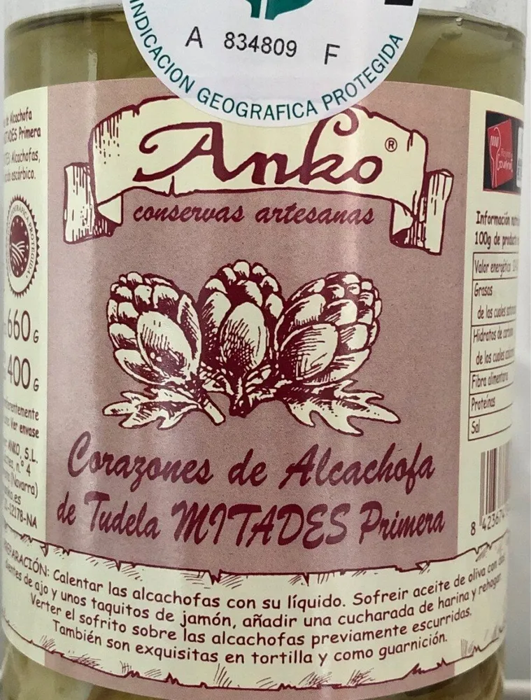 Corazones de Alcachofa de Tudela MITADES Primera