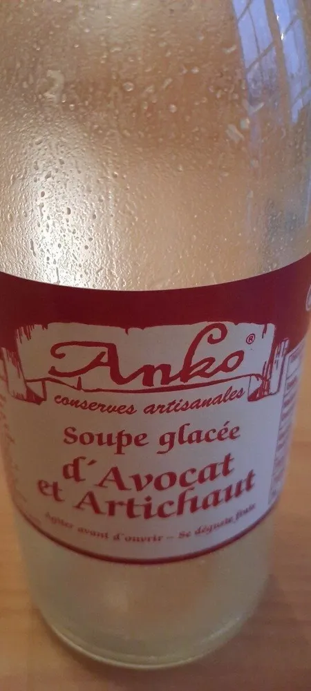 Soupe glacée avocat et artichaut