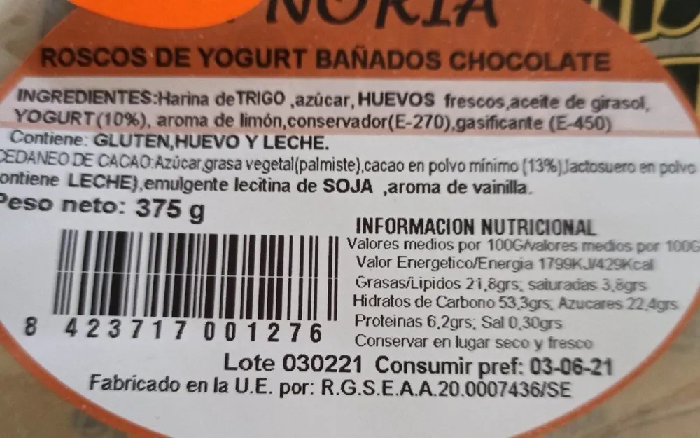 Rosco de Yogurt Bañado en Chocolate