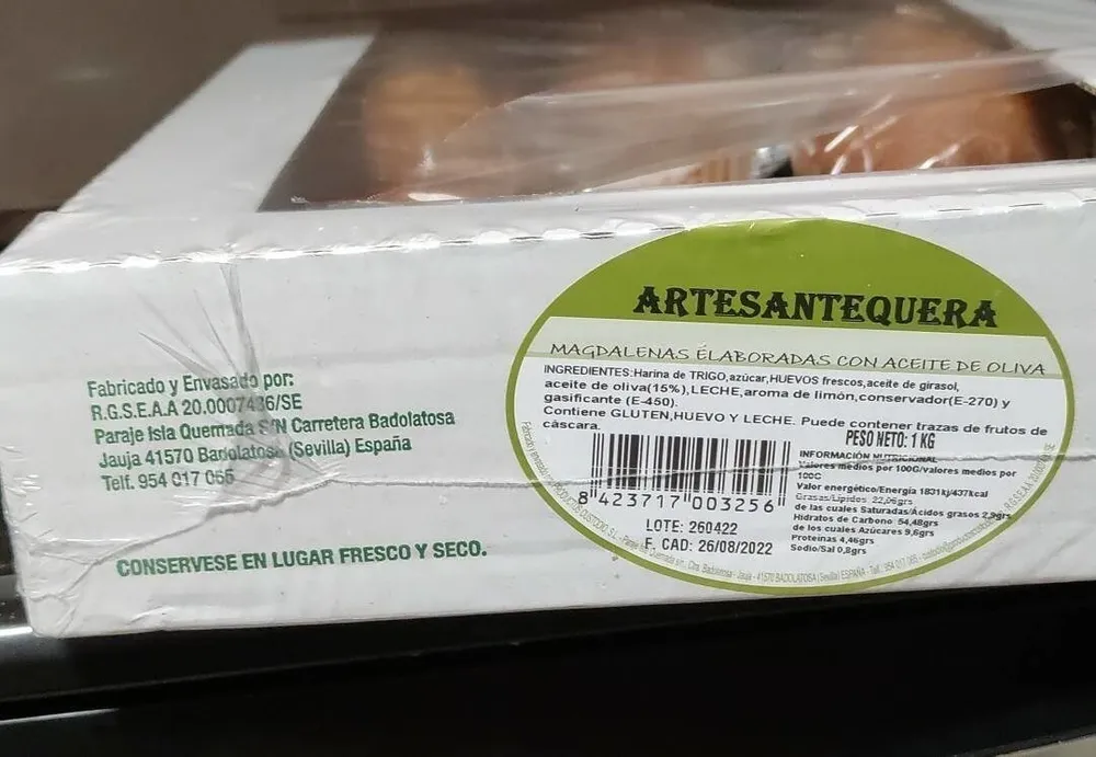 Magdalenas elaboradas con aceite de oliva