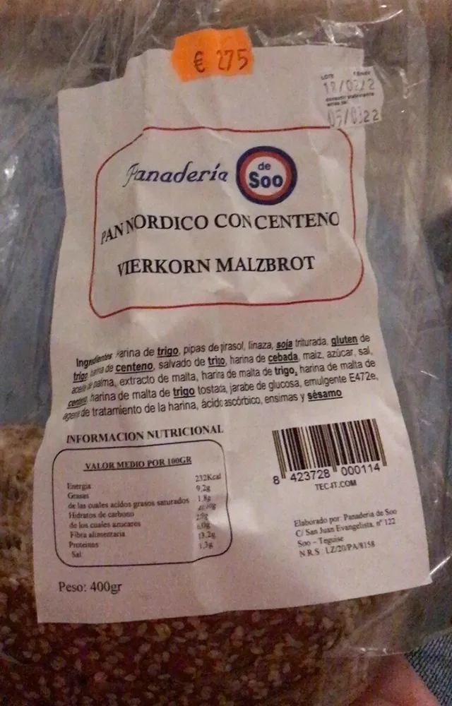 Pan nordico con centeno