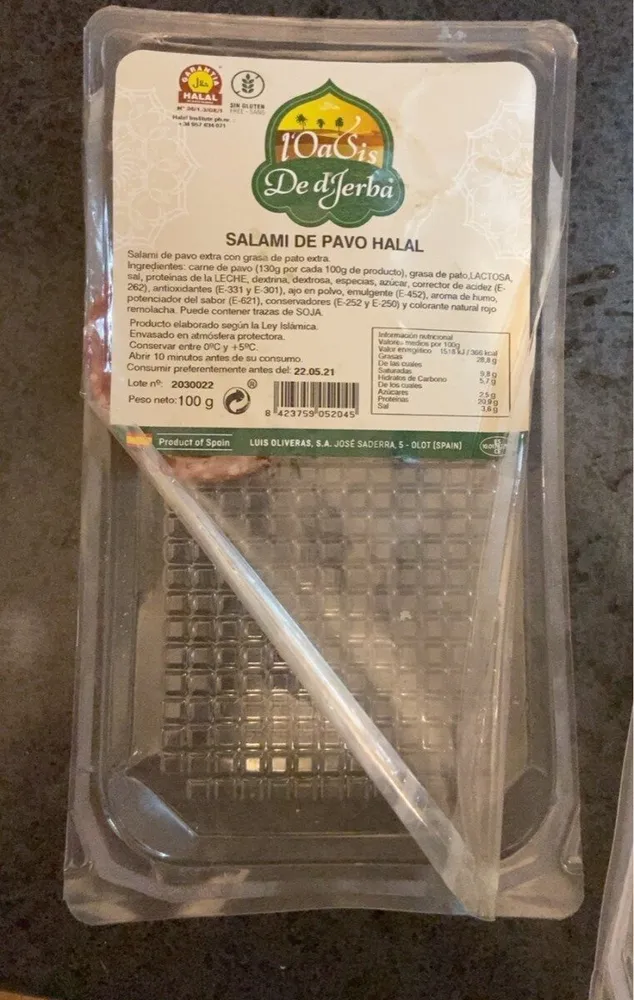 Salami de pavo halal