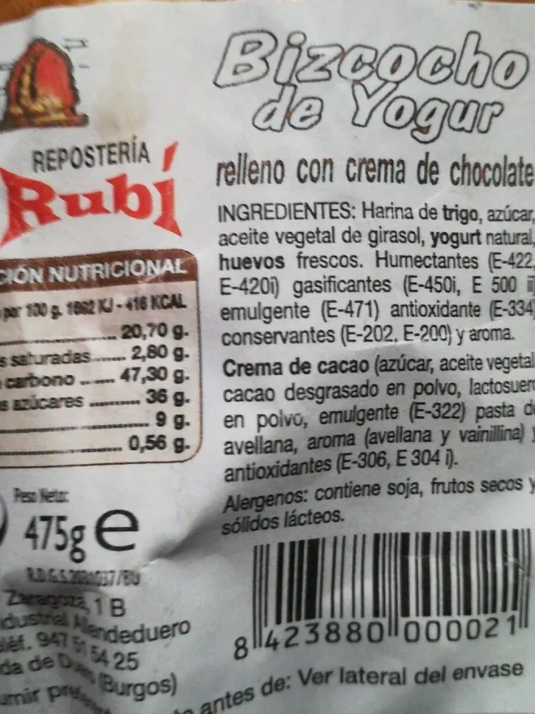 BIZCOCHO de yogur