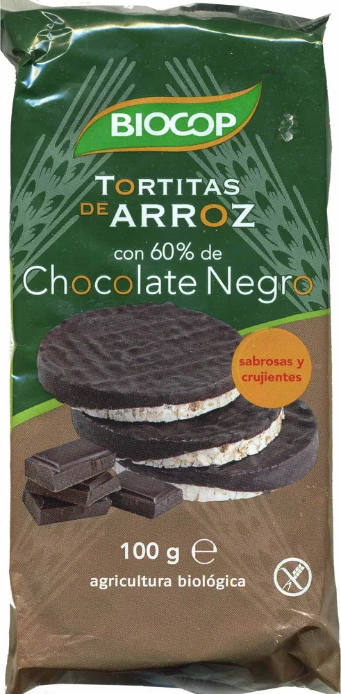 Tortitas de arroz con 60% de chocolate negro