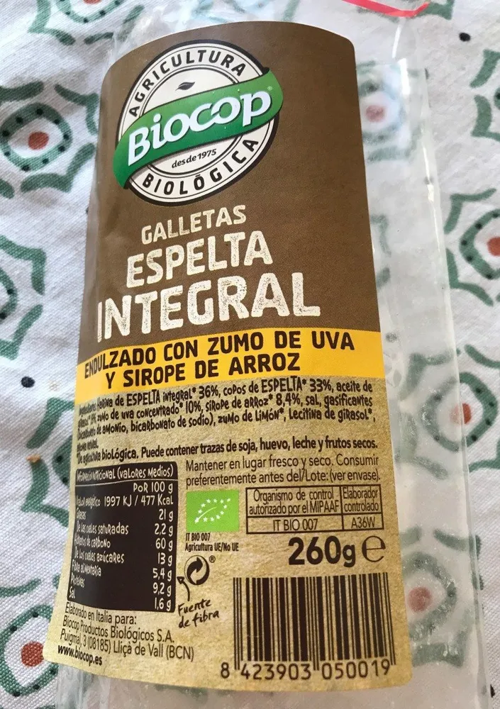 Galletas de espelta integral endulzadas con zumo