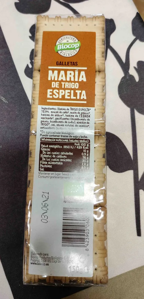 Galletas Maria de trigo espelta