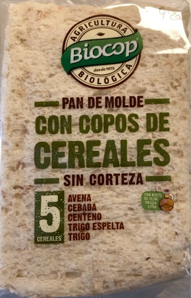 Pan de molde con copos cereales