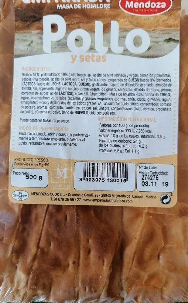 Empanada pollo y setas