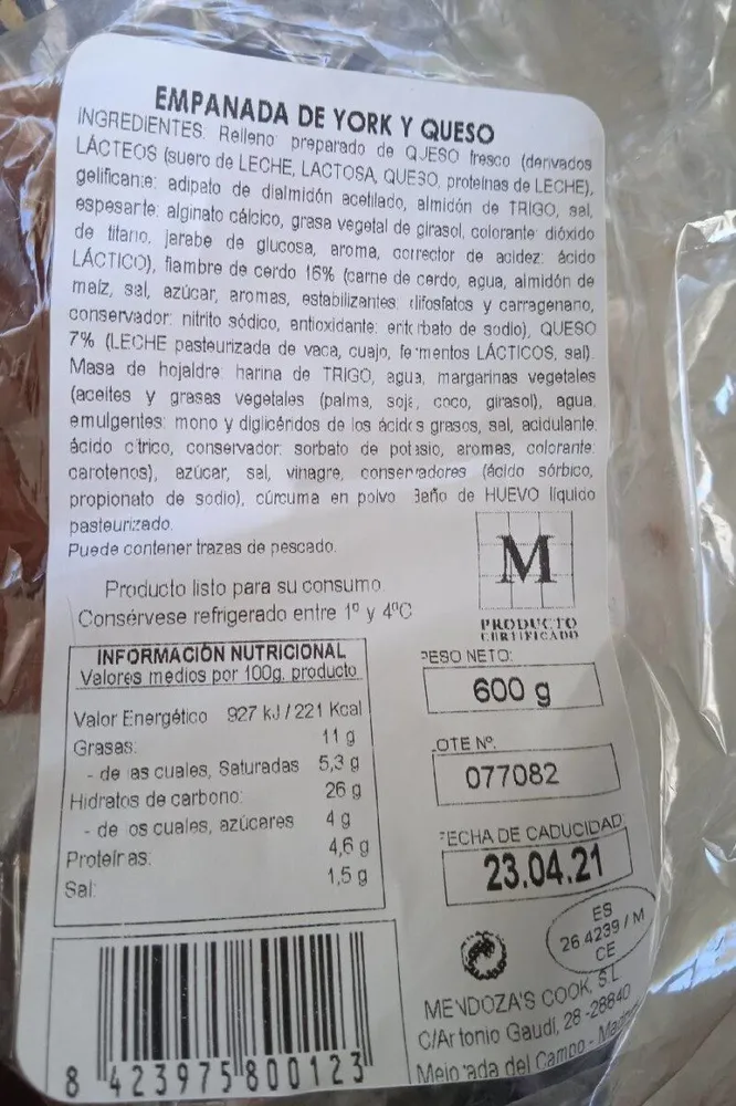 Emapanada de York y queso