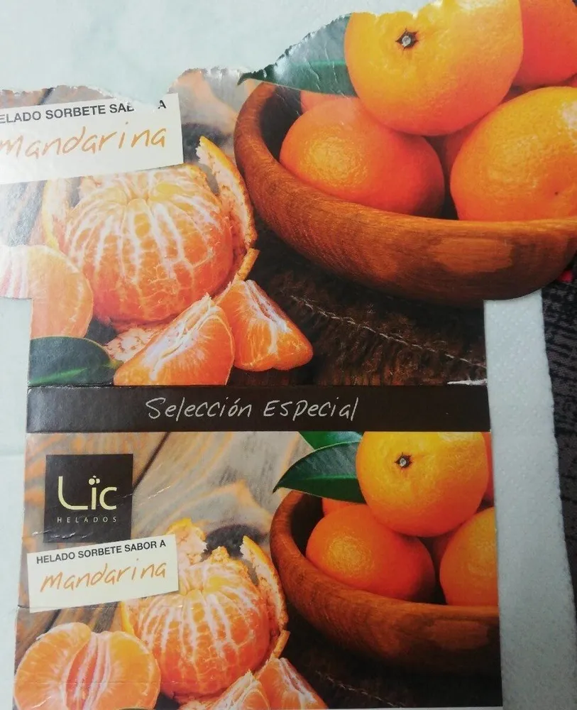 Helado sorbete sabor mandarina