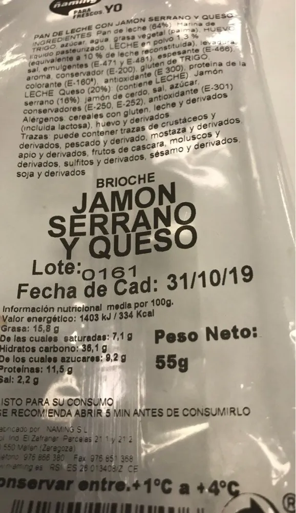 Brioche jamon serrano y queso