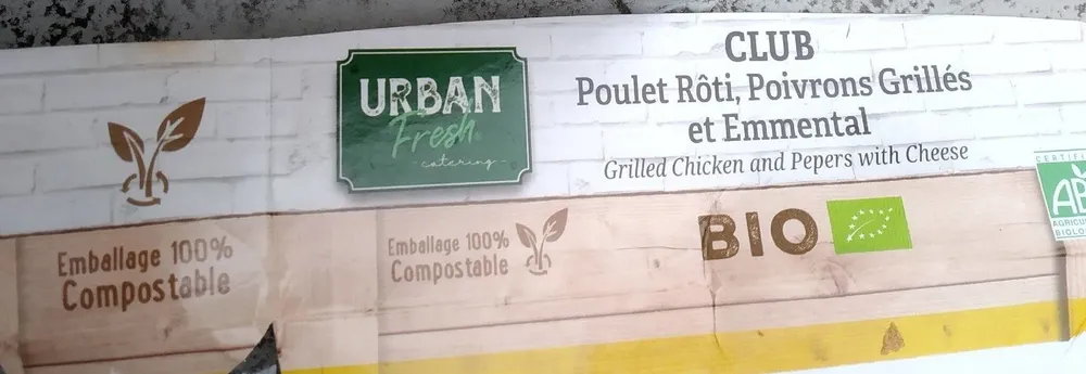 Sandwich Club Poulet rôti, poivrons et emmental