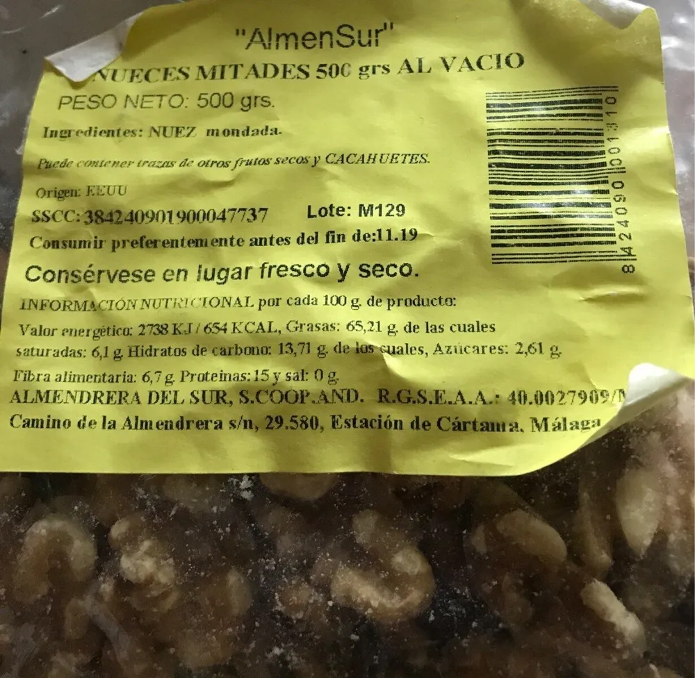 Nueces peladas al vacio