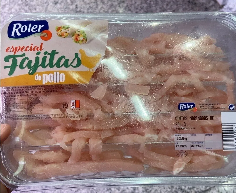 Pollo en tiras para fajitas